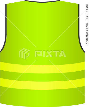 A bright yellow safety vest with reflective stripes for visibility in low-light conditions. A bright yellow safety vest with reflective stripes for visibility in low-light conditions. 131333381