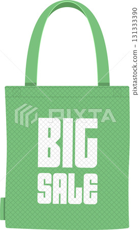 A green reusable shopping bag with the words "Big Sale" in white text. Shopping concept. 131333390
