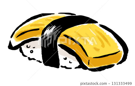 壽司玉子燒(蛋捲)- 1 件 - 手繪筆觸插圖 壽司玉子燒(蛋捲)- 1 件 - 手繪筆觸插圖 131333499