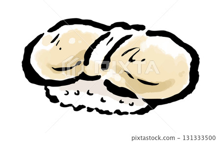 扇貝壽司，1個，手繪毛筆插圖 131333500
