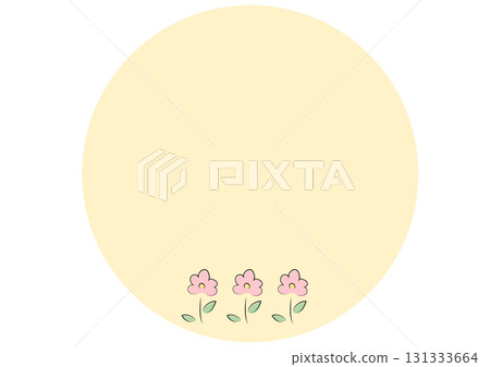 圓形米色框架,配有手繪花朵 圓形米色框架,配有手繪花朵 131333664