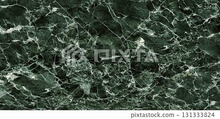 Elegant dark green marble texture with subtle white veins throughout. 131333824