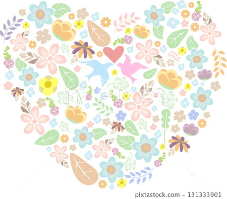 心形 花 植物 葉子 鳥 131333901