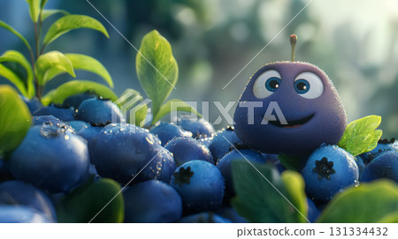 Blueberry character gleaming among its peers. Blueberry character gleaming among its peers. 131334432