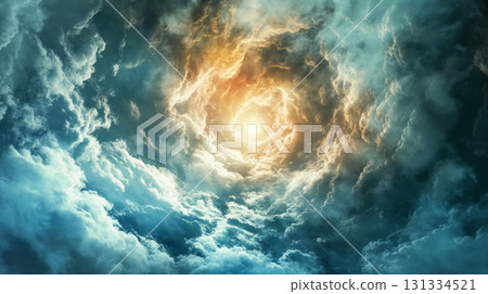 Spiral clouds around a bright celestial light. 131334521