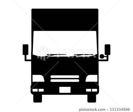 Black and white silhouette of a truck (van body type) 131334896