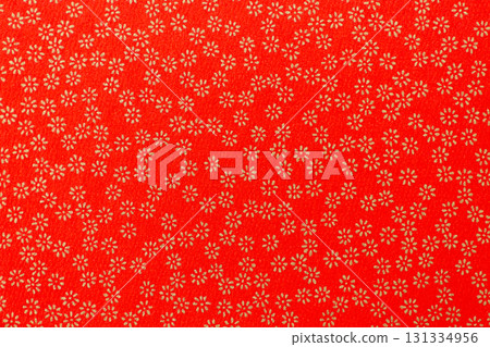 Red Japanese paper with gold floral patterns 131334956