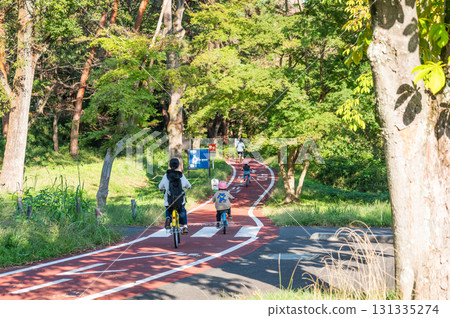 Family enjoying cycling 131335274