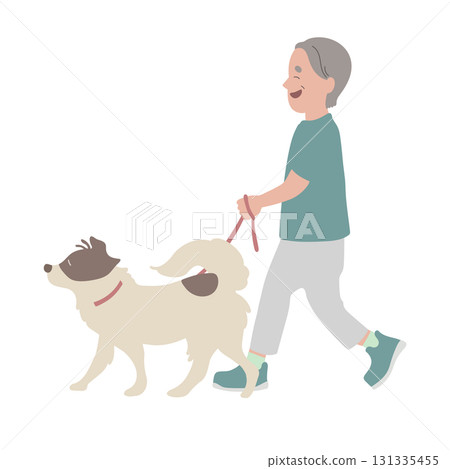 一名男子遛狗 131335455