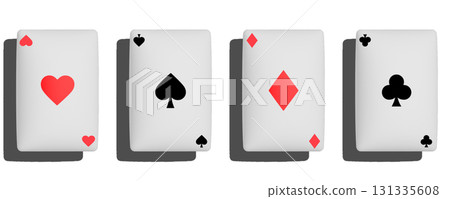 3D playing card icon set: heart, spade, diamond, clover 3D playing card icon set: heart, spade, diamond, clover 131335608