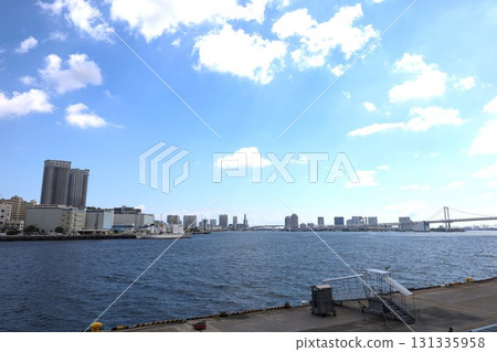 [Tokyo] Rainbow Bridge and Odaiba viewed from Takeshiba Port 131335958