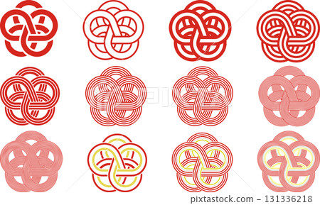 A set of plum blossom-shaped mizuhiki symbols with different numbers of lines 131336218