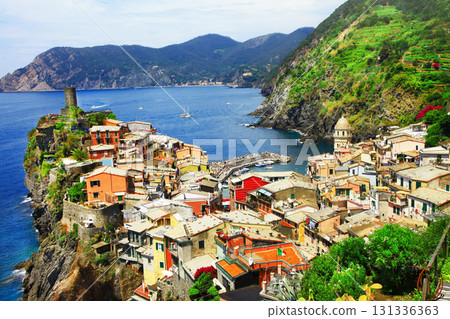 scenic Ligurian coast of Italy - Vernazza village, Cinque terre 131336363