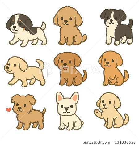 各種狗姿勢的插圖集 131336533