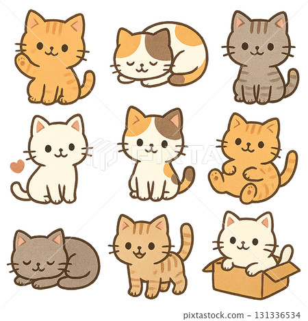 可愛的貓咪插圖集 131336534