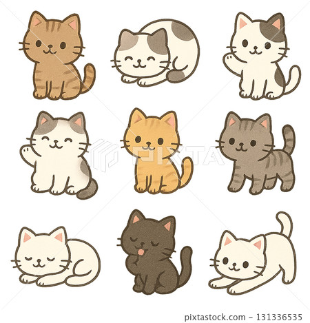 可愛的貓咪插圖集 131336535