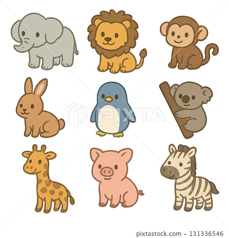 Cute animal illustration set 131336546