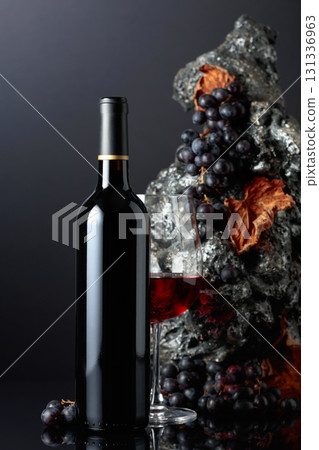 Bottle of red wine. 131336963