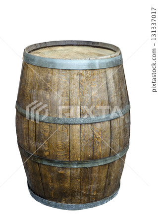 Wooden Wine Barrel Isolated background  131337017