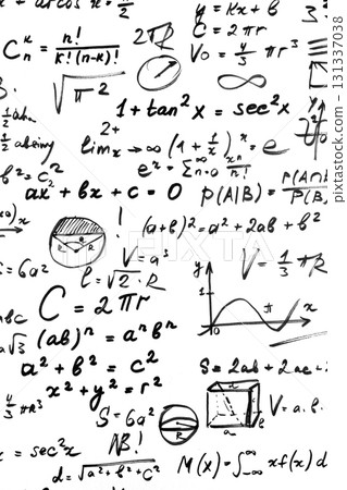 Mathematical Equations on white background. Scientific background concept 131337038