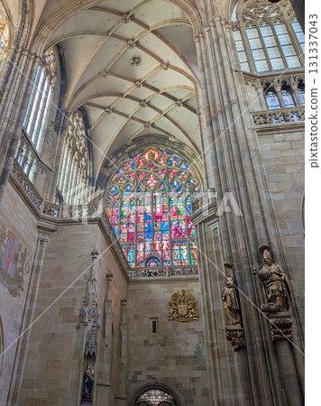 Stained Glass of St. Vitus Cathedral | Prague Castle, Czech Republic, World Heritage Gothic Architecture 131337043