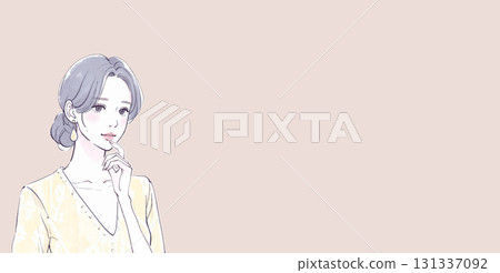 水彩和手繪插圖描繪了一位憂心忡忡、思考、沮喪的女人/女孩 131337092