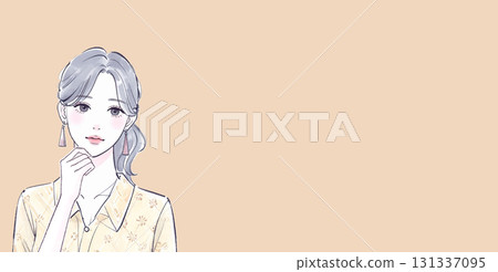 Watercolor and hand-drawn illustration of a woman/girl worried, thinking, depressed 131337095