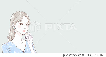 水彩和手繪插圖描繪了一位憂心忡忡、思考、沮喪的女人/女孩 131337107