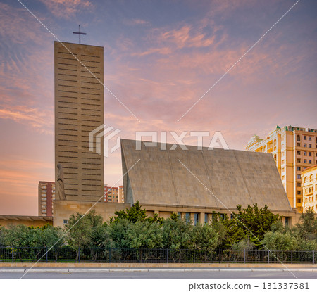 Church of the Immaculate Conception, aka Holy Mary Catholic Church, at sunset in Baku, Azerbaijan Church of the Immaculate Conception, aka Holy Mary Catholic Church, at sunset in Baku, Azerbaijan 131337381