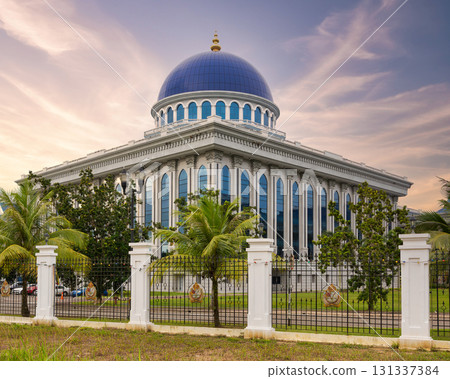 State Legislative Council building in Bandar Seri Begawan, Brunei Darussalam, with its distinctive blue dome 131337384