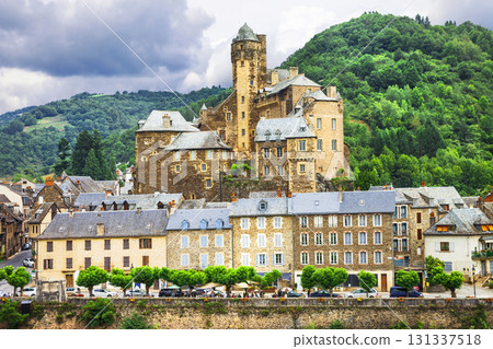 Estaing - one of the most beautiful picturesque villages in France. Aveyron department in the Occitanie region of Southern France 131337518