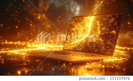 金色背景設計讓您閃亮的筆記型電腦脫穎而出 金色背景設計讓您閃亮的筆記型電腦脫穎而出 131337978