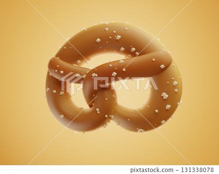 The Bavarian Pretzel. Munich Pretzel in B shape or figure eight with Salt closeup. 3d rendering illustration The Bavarian Pretzel. Munich Pretzel in B shape or figure eight with Salt closeup. 3d rendering illustration 131338078