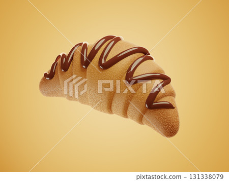 Fresh Chocolate Croissant with Drizzled Chocolate on top for Breakfast. 3d rendering Fresh Chocolate Croissant with Drizzled Chocolate on top for Breakfast. 3d rendering 131338079