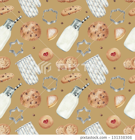 Seamless Pattern with different cookies  131338308