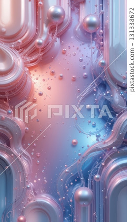 Soft Pink and Blue Abstract Swirls with Bubbles 131338672