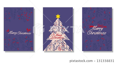 Cute Christmas banners set, Christmas greeting cards set 131338831