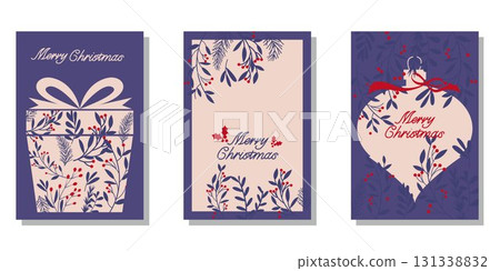Cute Christmas banners set, Christmas greeting cards set 131338832