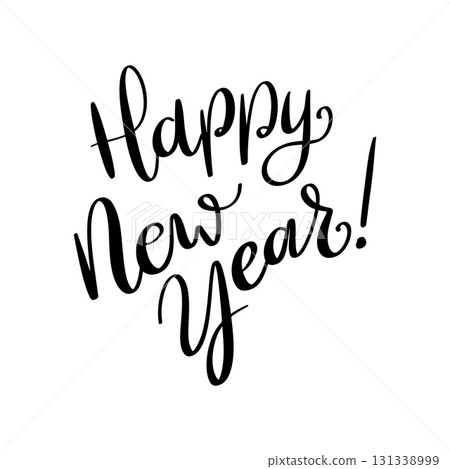 Happy new year. Lettering phrase on white background. Design element for poster, banner, t shirt, card. Vector illustration 131338999