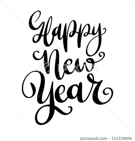 Happy new year. Hand drawn lettering. Vector illustration Happy new year. Hand drawn lettering. Vector illustration 131339006