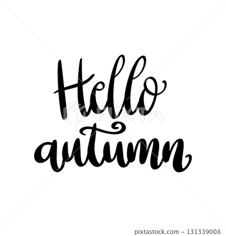 Hello Autumn. Hand drawn lettering. Vector illustration 131339008