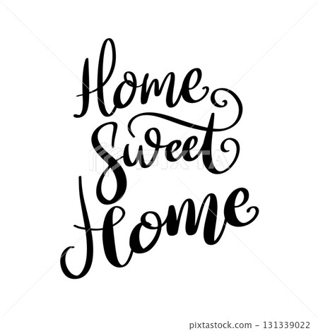 Home sweet home. Lettering phrase on white background. Design element for poster, banner, t shirt, card. Vector illustration Home sweet home. Lettering phrase on white background. Design element for poster, banner, t shirt, card. Vector illustration 131339022