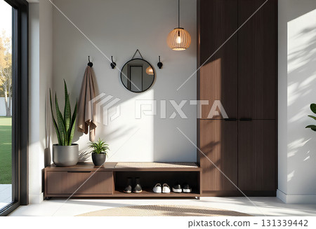 modern loft style bedroom with wood wall modern loft style bedroom with wood wall 131339442