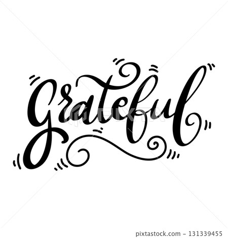 Grateful. Lettering phrase isolated on white background. Hand lettering. Vector illustration Grateful. Lettering phrase isolated on white background. Hand lettering. Vector illustration 131339455