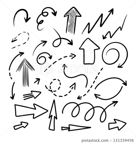 Set of hand drawn grunge arrows and design elements. For poster, card, banner, flyer. Vector illustration Set of hand drawn grunge arrows and design elements. For poster, card, banner, flyer. Vector illustration 131339456