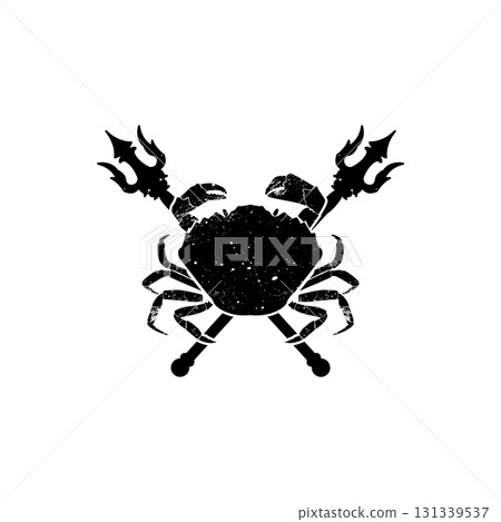 Crab and two crossed tridents. Design element for emblem, sign, badge, poster. Vector illustration Crab and two crossed tridents. Design element for emblem, sign, badge, poster. Vector illustration 131339537