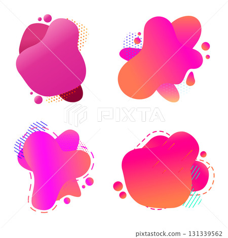 Set of modern abstract liquid banners. Design element for poster, emblem, sign, logo, web. Vector illustration 131339562