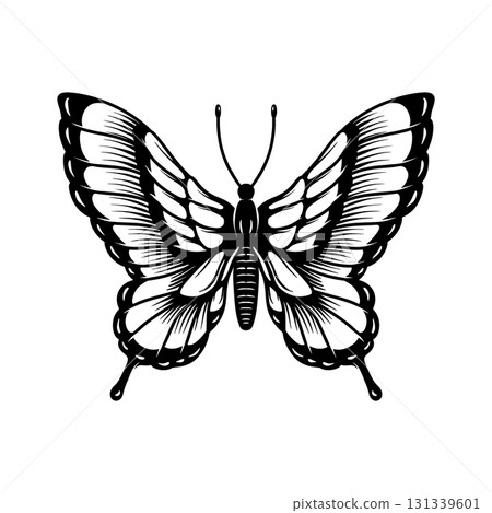 Butterfly illustration isolated on white background. Design element for poster, card, banner, t shirt. Vector illustration Butterfly illustration isolated on white background. Design element for poster, card, banner, t shirt. Vector illustration 131339601