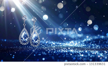 海軍銀色背景設計,讓閃亮的耳環脫穎而出 海軍銀色背景設計,讓閃亮的耳環脫穎而出 131339631