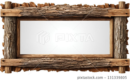 wooden frame on tree stump 131339805